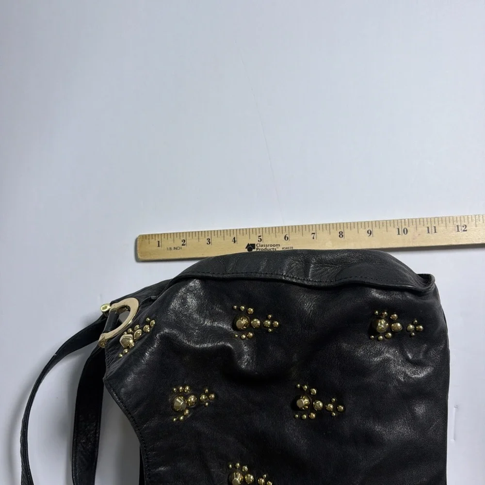Vintage Y2K Juicy Couture Black Leather Hand Bag Purse Studded Key Hobo